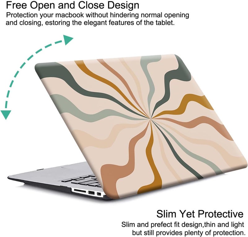FUNUT for MacBook Air 13 inch Case M1 2021 2020 2019 2018 Release A2337 A2179 A1932 Touch ID, MacBook Air 2021 Cover Laptop Plastic Hard Shell Case & Keyboard Cover MacBook Air 13 inch, Wave Pattern - Image 3